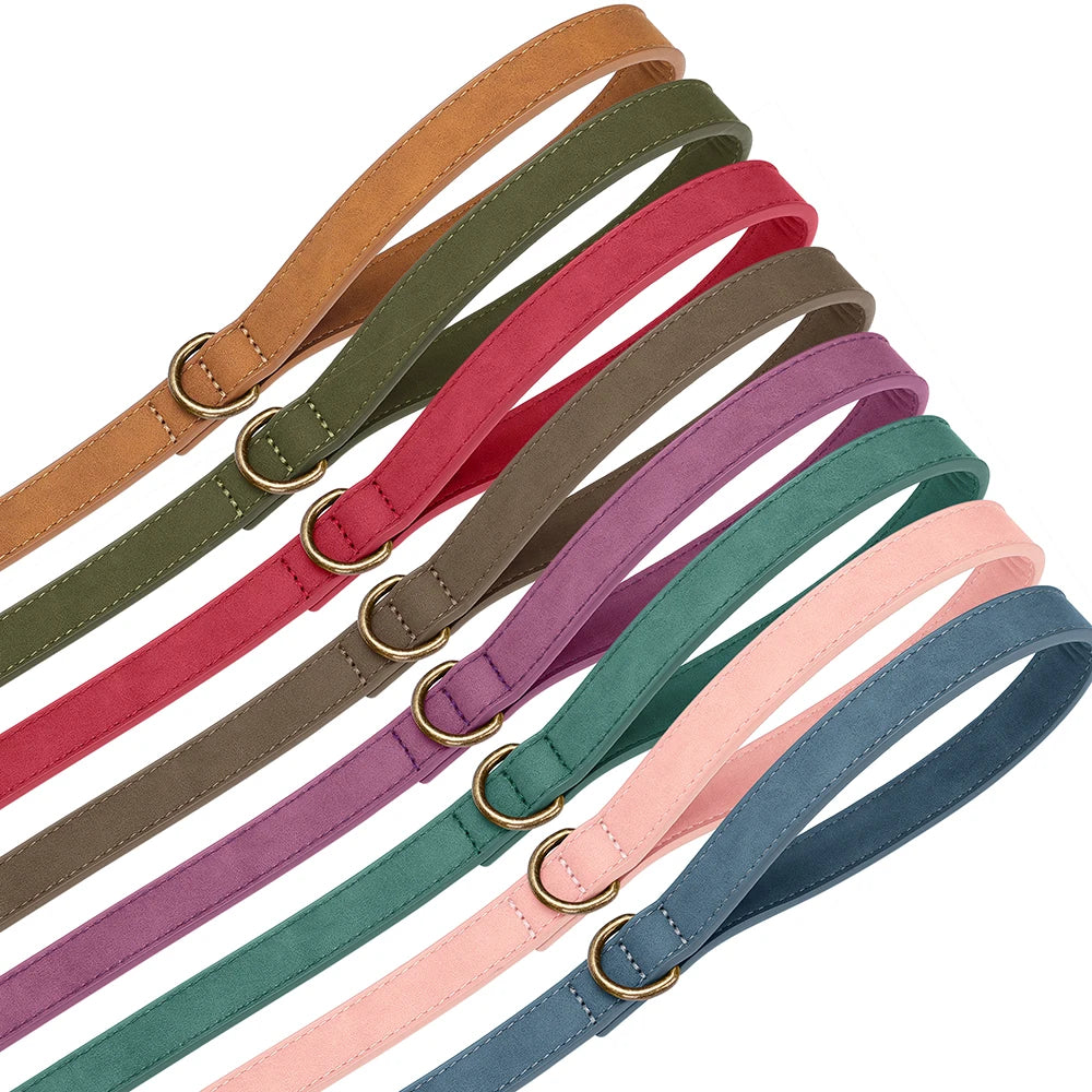 5ft Long Durable PU Leather Dog Leash Durable Pet Walking Lead Leashes Rope for Small Medium Dogs 8 Colors Available