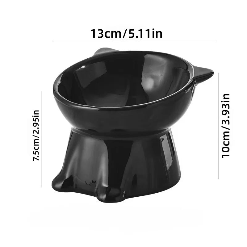 2-Piece Set 15° Tilted Elevated Pet Bowls, Neck Protection Anti-Vomiting Feeder for Cats & Small Dogs, Non-Slip Plastic Bowl