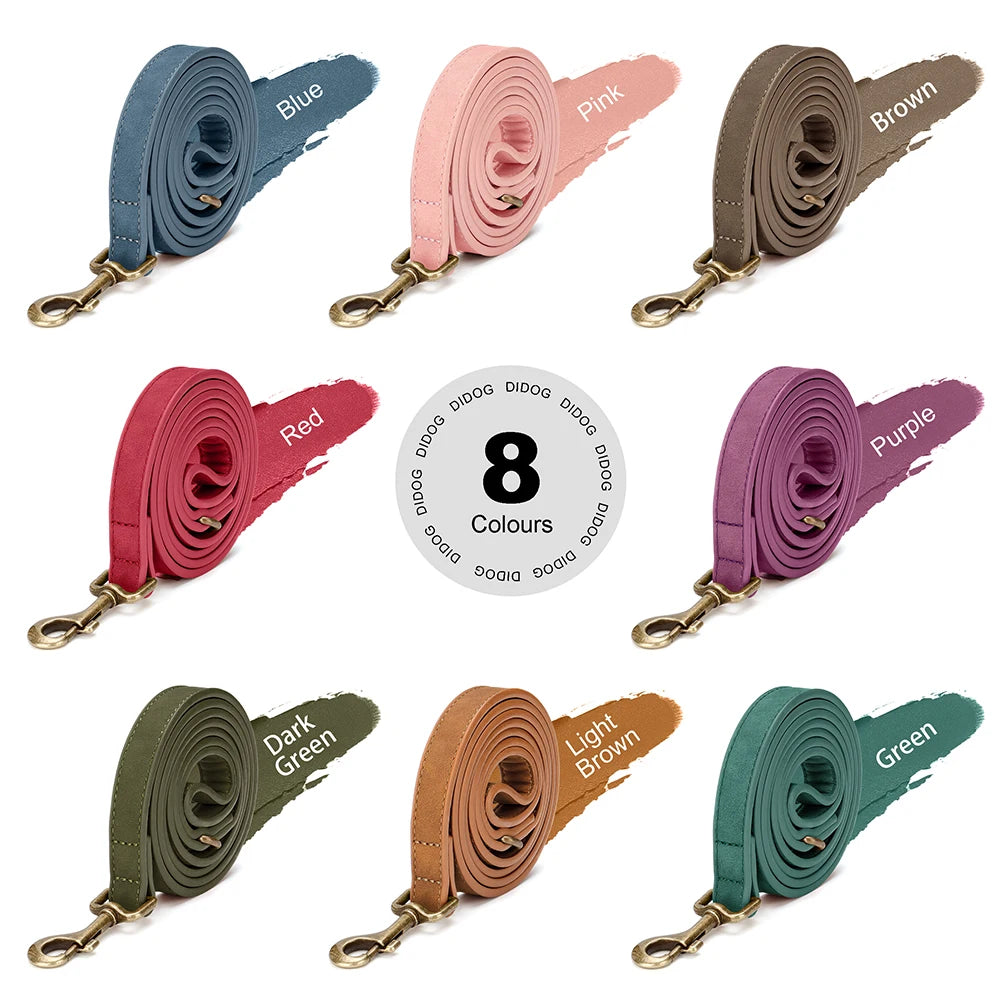 5ft Long Durable PU Leather Dog Leash Durable Pet Walking Lead Leashes Rope for Small Medium Dogs 8 Colors Available